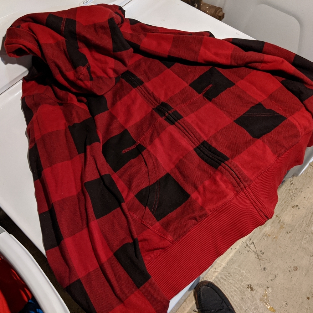 Plaid hoodie red and black